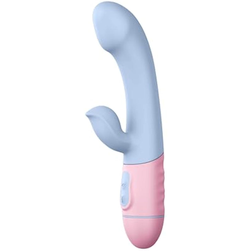 Battery Powered G-Spot Rabbit Vibrator Clitoris Stimulator - Silicone Vaginal Anal Dildo Massager For Women Maturbation, Powerful Waterproof Adult Sex Toys For Couples (Blue, Silicone)
