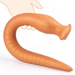 Super Long Anal Plug Dildo, Flexible Liquid Silicone Butt Plug Vaginal Anus Dilator Prostate Massage Stimulation Adult Erotic Sex Toys For Women Men (Medium) Gold