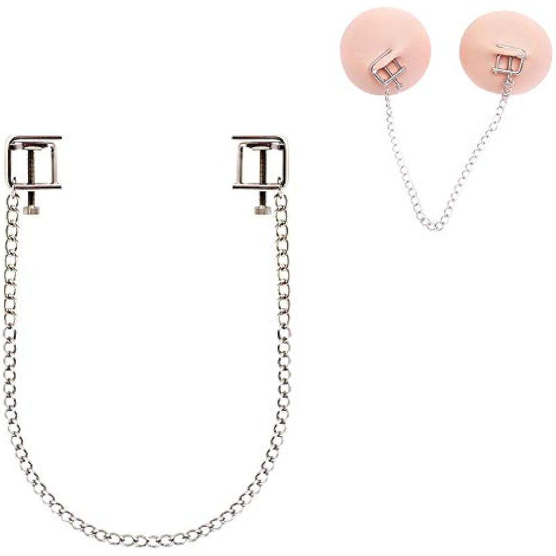 Nipple Clamps, Adjustable Metal Breast Clip With Chain And Flat Clip Head Bondage Restraints Fantasy Sm Sex Toys For Women