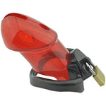 Male Chastity Device Hypoallergenic Plastic Cock Cage Penis Ring Virginity Lock Chastity Belt Adult Game Sex Toy (Red)