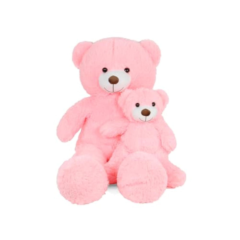 2-In-1 Teddy Bear Plush Set, 39.4 Inch Large & 17.7 Inch Small, Stuffed Animal With Hidden Storage (Pink)