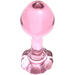 Flower Base Long Neck Small Pink Glass Anal Plug Little Crystal Butt Plug Sex Pleasure Wand Adult Sex Toy For Beginners