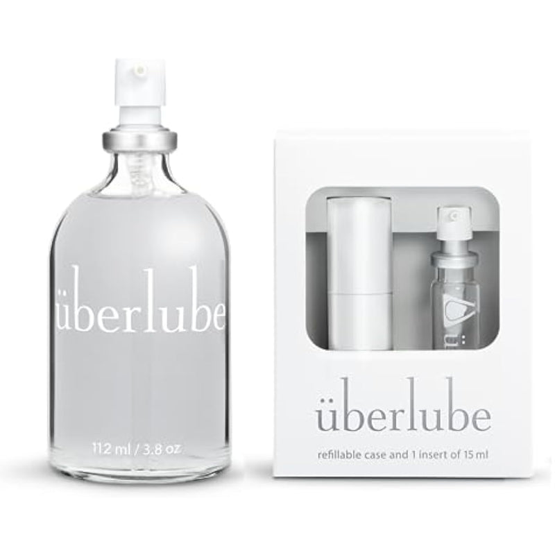 Home And Travel Bundle - Pearl White Travel Lube Kit + 112Ml Bottle Silicone Lube, Unscented, Flavorless, Works Underwater - 112Ml + White Kit