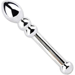 Metal G-Spot Dildo With Anal Beads & Massage Wand - Double-Ended Stimulator For Couples, Dual Pleasure Anal Plug And Clitoral Toy (Pd-S11)