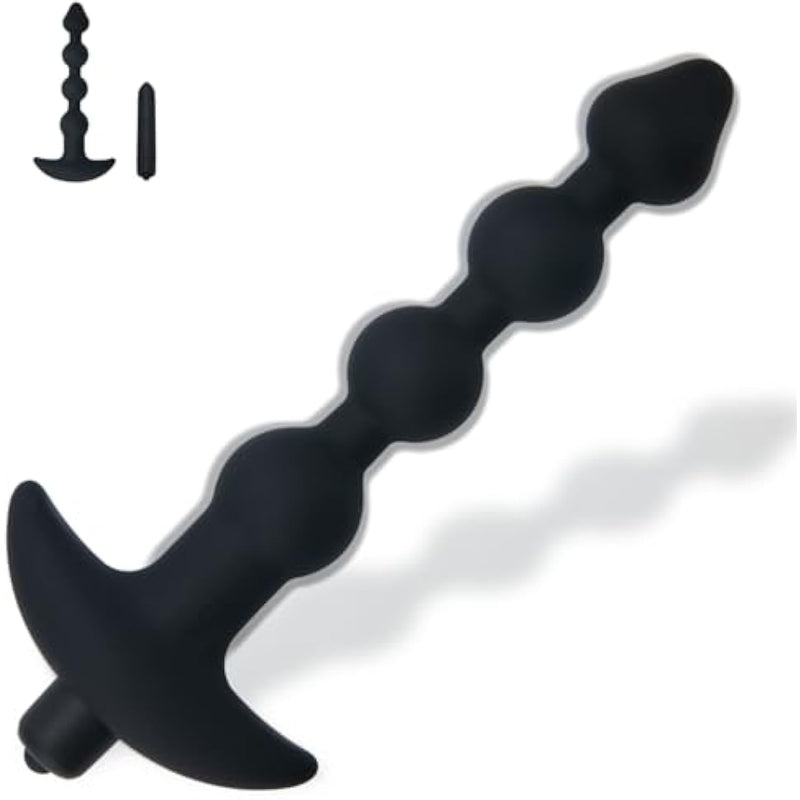 3 In 1 Vibrating Anal Beads Butt Plug With 10 Vibration Modes, Flexible Silicone Graduated Breasts Clitoris Vagina Prostate Massager ; Removable Bullet Vibrator Waterproof Anal Sex Toy For Unisex