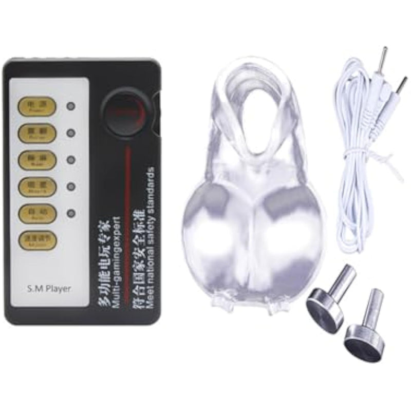 Electric Shock Silicone Chastity Cage Adult Sex Toy Electric Shock Suit Male Bondage Masturbation Chastity Cage Chastity Device