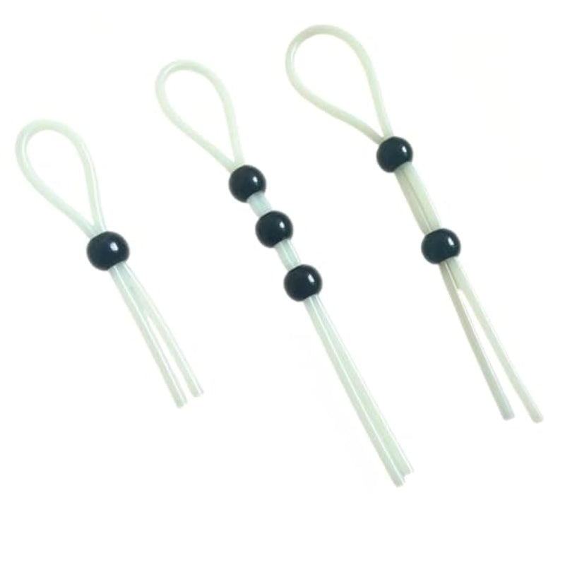 3Pcs Adjustable Cock Ring Set Male Rings Basic Penis Ring Sex Toys, Silicone Male Cock Ties String With Adjustable Beads Longer Harder Stronger Erection Sex Products (Luminous)