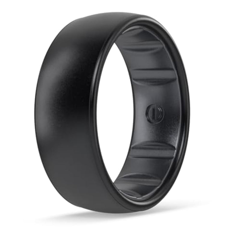 Elements Luxe Classic Silicone Ring - Comfortable And Flexible Design - 6.6Mm Wide, 1.75Mm Thick - Midnight Pearl - Size 10