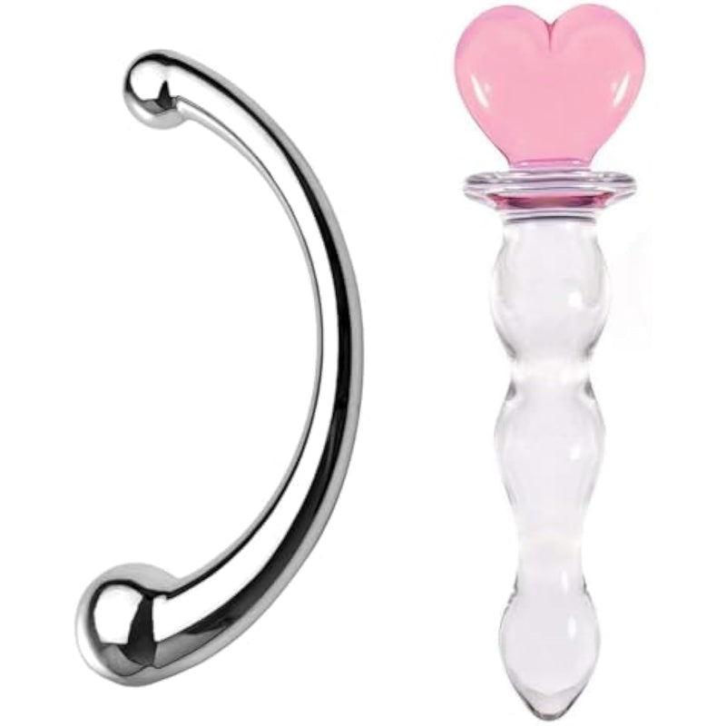 Stainless Steel Butt Plug Anal Sex Toys Glass Double-Ended Dildo G-Spot Stimulation Pleasure Wand