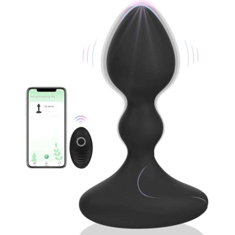 Anal Plug Vibrator With Remote Control&App,Sex Toys For Men Women, Prostate Massager With 10 Vibration Modes,Vibrating Butt Plug Anal Toys,Male Sex Toys Couple Vibrators (Black App)