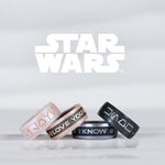 Star Wars Silicone Ring - Comfortable And Flexible Design - I Love You (Aurebesh) - Moonstone/Rose Gold - Size 5