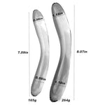 Crystal Glass Crescent-Shaped Anal Plug - G Spot Double Ended Glass Dildo - Prostate Massage Pleasure Wand Masturbation - Sex Slave Abuse Sex Toys for Women Men Couples Lover (S)