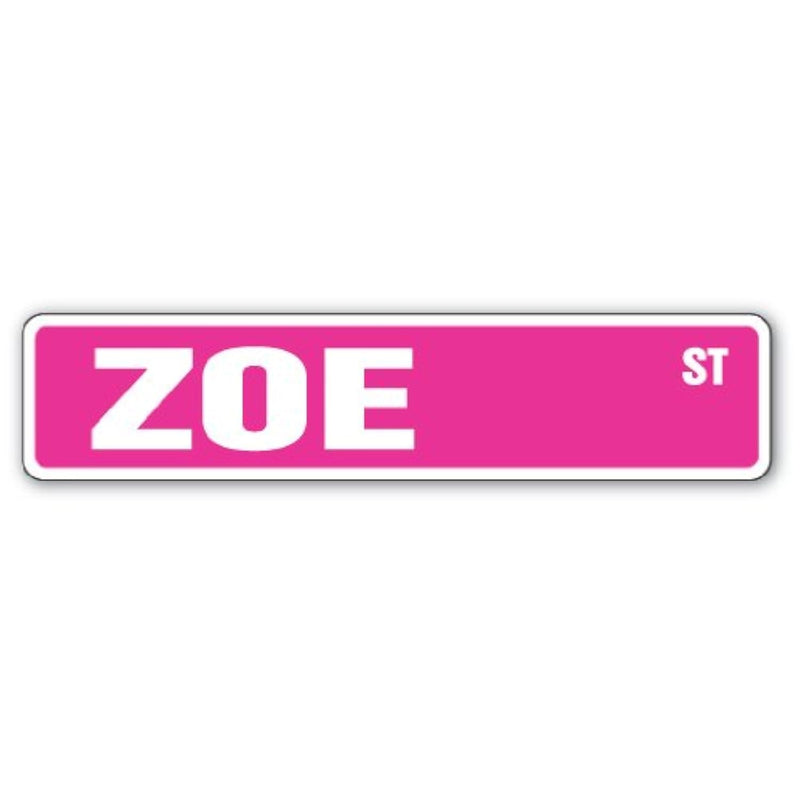 Zoe Street Sign Childrens Name Room Sign | Indoor/Outdoor |  18" Wide Plastic