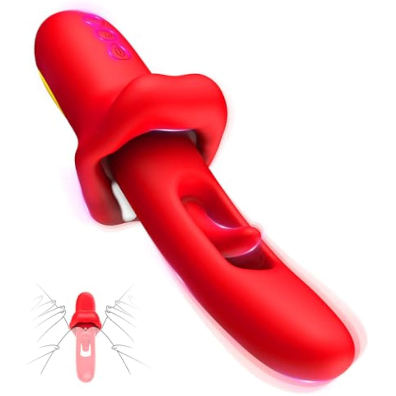 G Spot Vibrator Sex Toy - Tongue Rose Sex Toy Dildo Vibrators With 7 Flapping & 10 Vibration Modes, Waterproof Nipple Clitoral Rabbit Vibrator, Anal Adult Sex Toys For Women Couple Female