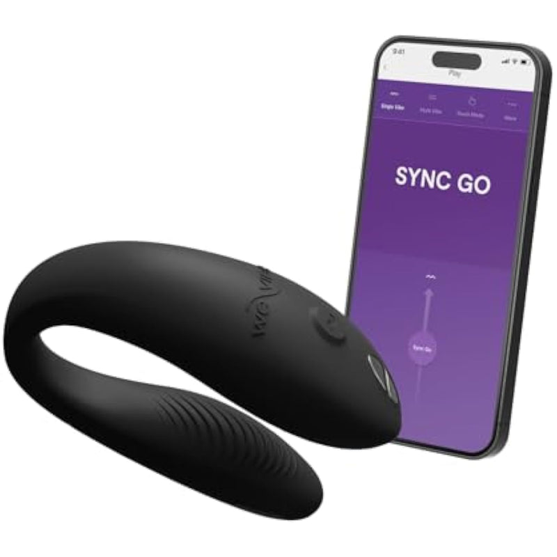 Sync Go Couples Vibrator With Travel Case | Wearable Vibrating Couples Adult Sex Toy | App Controlled G Spot & Clitoris Stimulator | Dual Stimulation With 10 Speeds | Rechargeable | Black
