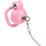 Male Chastity Device Tease Locked Cock Cage Penis Exercise For Men(Pink With Chain)