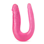 Blush B Yours 12.5” Sweet U-Shaped Dildo For Double Penetration, 1 Wide 1 Narrow End Realistic Silicone Double Dildo - Beginner Anal & Vaginal Play Cock - Adult Sex Toy For Women, Men, Couples -(Pink)
