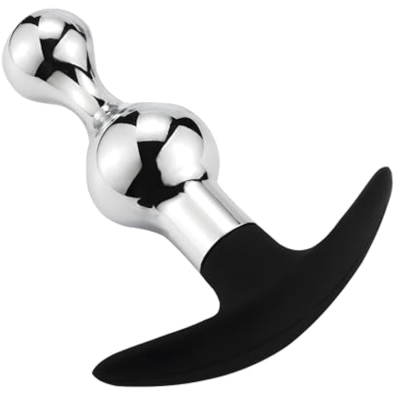 Upgraded Metal Silicone Hybrid Beaded Anal Butt Plug Wearable Anus Vaginal Stick Flexible Anchor Shaped Handle End Odorless Warm Chill Stimulation Men Women Masturbation Outdoor Fetish Sex Toy