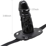 Lockable Dildo Mouth Gag Sm Realistic Black Silicon Penis Gag Adjustable Leather Strap On With Lock Fantasy Sex Toys For Couple