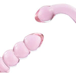 Glass Dildo, Crystal Bent Pleasure Wand Double Ended Butt Plug Anal Beads For Unisex G-Spot Stimulation
