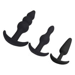 Silicone Anal Training Kit for Beginners to Advanced Players - 3 Pack of Comfortable Long-Term Wear Anal Plugs