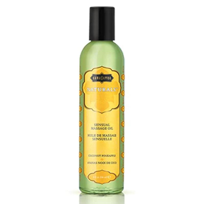 KAMA SUTRA Naturals Massage Oil Coconut Pineapple – 8 fl oz - Sore Muscle Massage Oil for Body - Natural Therapy Oil - Warming, Relaxing, Joint & Muscles - Sensual Massage for Couples, Women, and Men.