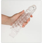 Penis Extender Realistic Textured,Ultra-Soft Thickened Clear Cock Sleeve Reusable Pennis Enlarger Condom Sex Toys For Men & Couple (White)
