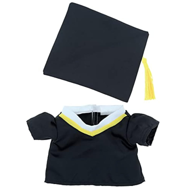 Graduation Dress Up Set For Teddy Bear Plush Toy - Graduation Outfit For Stuffed Animals, Cute Set Of Gown & Cap With Yellow Tassel For Teddy Bear Costume, Stuffed Animal Clothes - Small