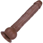 Realistic Long Dildos Feels Like Skin - 11.2 Inch Soft Huge Dildo With Suction Cup For Hands-Free Play - Lifelike Big Penis Adult Sex Toy With Ball For Male Or Female (Brown)