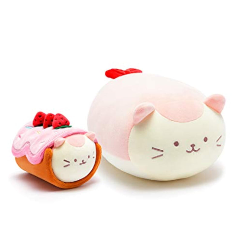 Stuffed Animal Plush Toy – 2 Pieces 6" +10" Set Plush Doll | Soft, Squishy, Warm, Cute, Comfort, Safe | Birthday Gift Pillow With Kawaii Kitty Cat Kittiroll