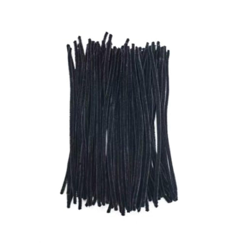 100 Pcs Black Pipe Cleaners, 12.4 Inch Fluffy Chenille Stems for DIY Crafts