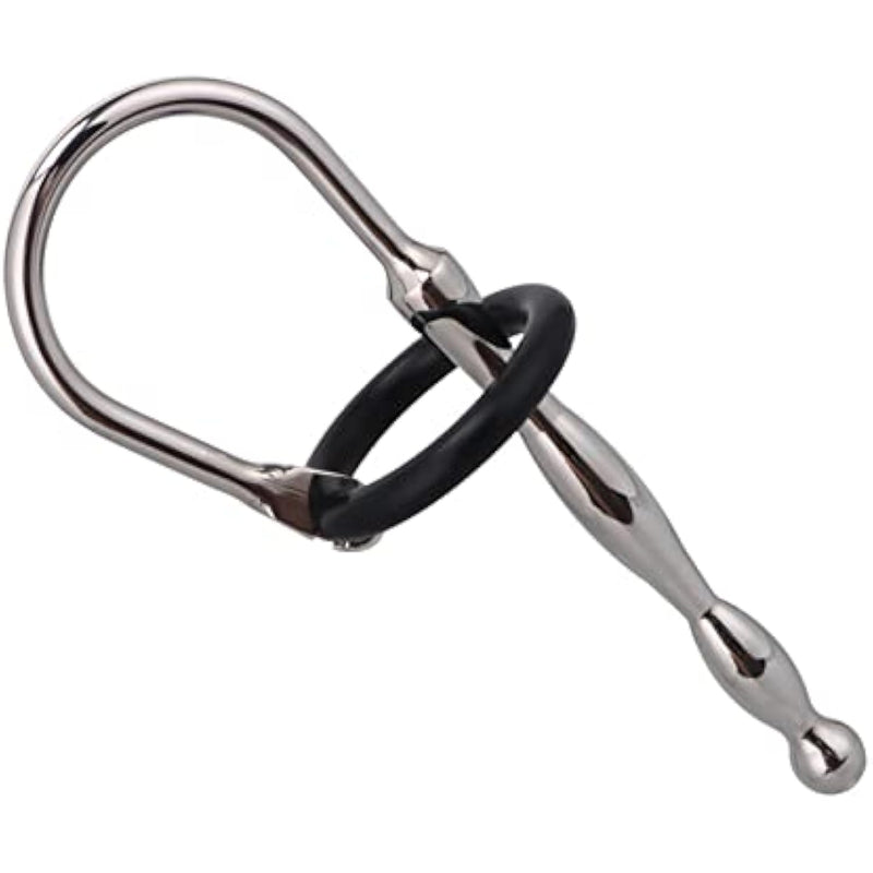 Smooth Urethral Sounds Catheter Plug Metal Urethral Rod With Silicone Penis Cock Rings(018)