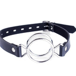 Deep Throat Mouth Open Gagmouth Gag Open Ring For Sex Fetish Bdsm Oral Sex Leather Strap Stainless Steel Dual Rings