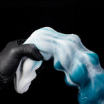 Fantasy Soft Thrusting Dildo - Conical, Layered, Massive & Thick Design for Anal Play, Huge & Fat Dildo with Realistic Feel (M), White and Dark Green