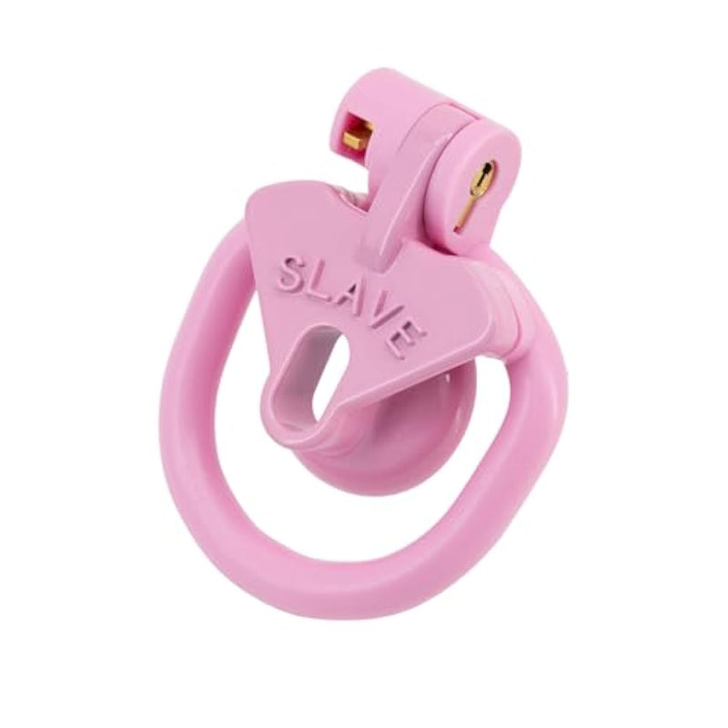 Lightweight Nylon Chastity Cage Lock Sissy Negative Chastity Cage Penis Lock Breathable Chastity Devices Set With 4 Penisrings Sm Bondage Chastity Device For Men (Pink, Small)