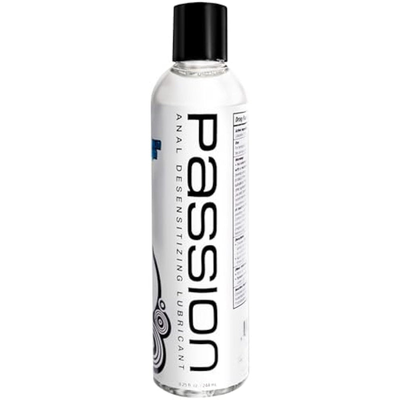Passion Anal Desensitizing Lube, 8.25 Fl Oz - Maximum Strengthnatural Water-Based Lubricant For Comfortable Use, Long-Lasting Formula, Non-Staining & Easy To Clean