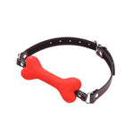 Ball Gag Bondage Silicone Leather Dog Bones Gag Mouth Pet Bone Bite Mouth Gag Bdsm Fetish Slave Restraints Sex Toys (Red)