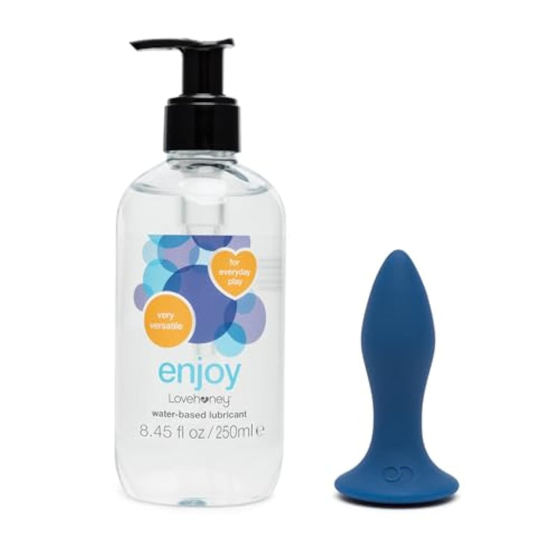 Ignite Vibrating Butt Plug & Enjoy Water Based Lube 8.5 Fl Oz - Couples Sex Toys Bundle