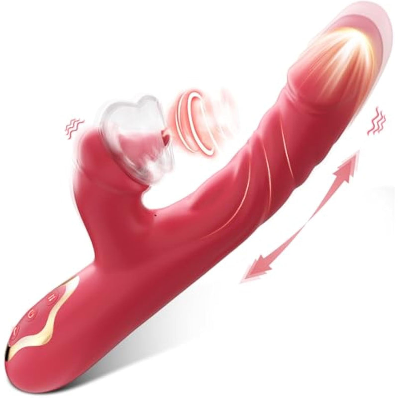 Sex Toys Vibrator Thrusting Dildo - Adult Toys Sucking Vibrators G Spot Vibrator Clitoral Stimulator Dildos With 4 Suction 7 Vibrate 7 Fast Thrust Modes & Licking, Female Sex Toy For Women And Couple
