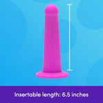 Curved Dildo - 7 Inch With Suction Cup - Flexible Anal Dildo For Men And Women - Harness Compatible Strap On - Smooth Silicone Massager Adult Sex Toy - Waterproof - Purple
