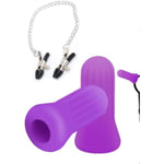 Adjustable Metal Nipple Clamps Entertainment Clip For Women R96 Non-Piercing Nipplerings Clip On Nipple Rings Decorative Clip For Clothing Accessories Suckers (Purple Small&Chain)