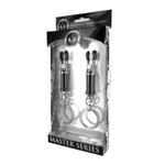 Heavy Duty Nipple Clamps with Adjustable Threaded Barrels and Dangling Rings