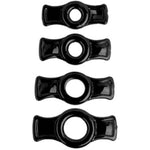 Doc Johnson Titanmen - 4 C-Ring Set - Helps Create Firmer and Thicker Erections - Side Tabs for Easy Removal and Adjustment - Black
