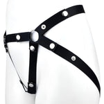 Male Anti-Off Chastity Cage Strap, Chastity Device Penis Cage Accessories, Pu Auxiliary Elasticity Belt With Scrotum Cock Rings, Three Way Elastic Band Bondage Belt Sex Toys For Men Gay (Black)