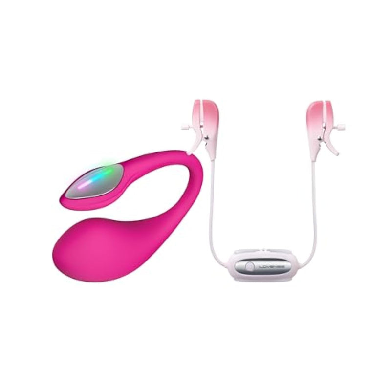 Lush 4 Remote Control G-Spot Vibrator Discreet Powerful Vibration + Gemini Nipple Clamps Vibrating Adult Sex Toys & Games For Women Men Couples