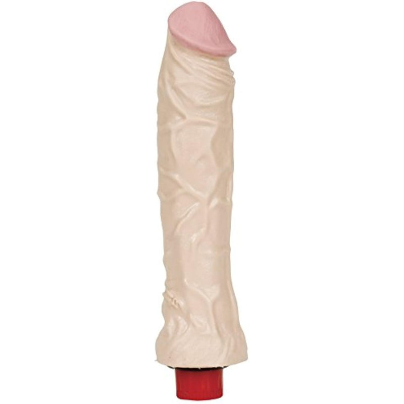 Doc Johnson The Naturals - 8 Inch Heavy Veined Vibrating Dong - 8.4 in. Long and 2.3 in. Wide - Twist Bottom To Control Vibration Speed - Dildo - White