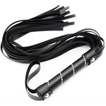 Premium Sex Whip With Rhinestones For Bedroom Play, Faux Leather Floggers Adult Play, Bdsm Whip For Spanking, Black