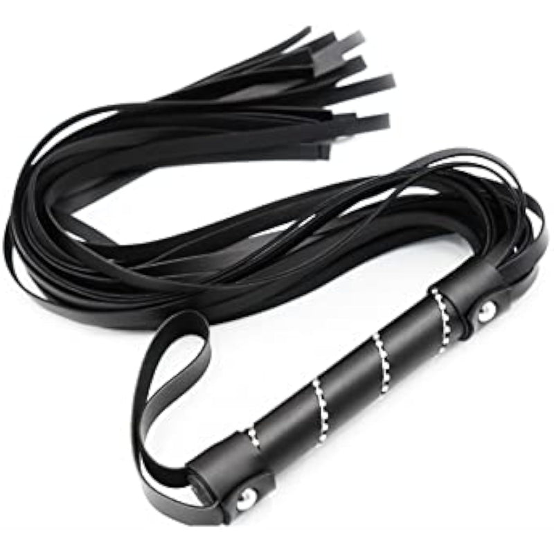 Premium Sex Whip With Rhinestones For Bedroom Play, Faux Leather Floggers Adult Play, Bdsm Whip For Spanking, Black
