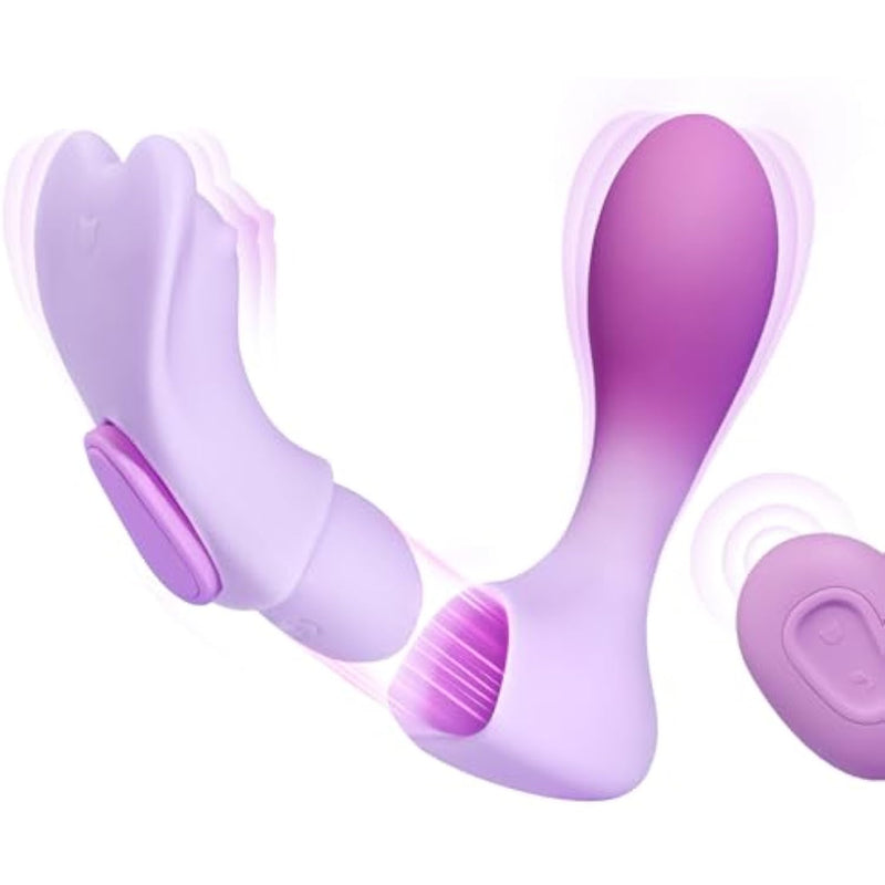 Detachable Wearable Dildo Vibrators With Separate Clit Stimulation, Butterfly Panty Vibrator With Wireless Remote Control And 7 Vibrating, Clitoral G Spot Vibrator Sex Toys For Adult Pleasure, Purple