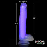 Lollicock 7" Glow-In-The-Dark Silicone Dildo W/Balls For Men, Women, & Couples. Glow In The Dark Dildo With Balls Made With Premium Silicone Strong Suction Base Firm & Flexible. 1 Piece, Purple.